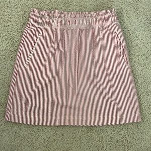 Lands End Canvas red/white seersucker skirt